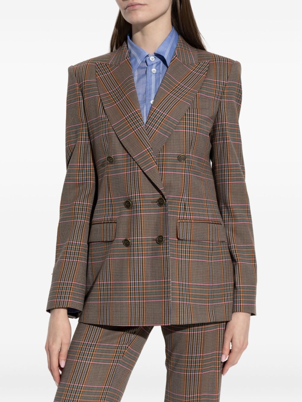 checked double-breasted blazer - 3