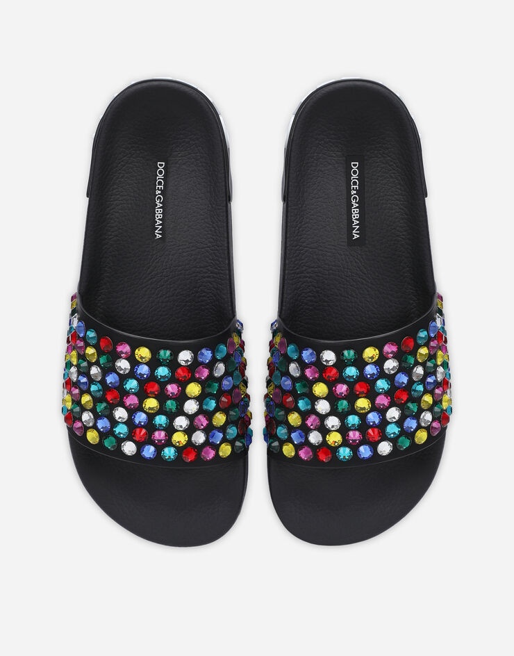 Rubber beachwear sliders with embroidery - 4