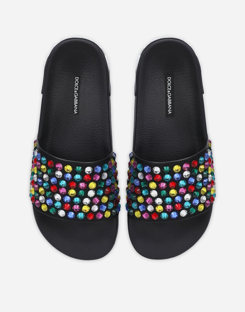 Rubber beachwear sliders with embroidery 4