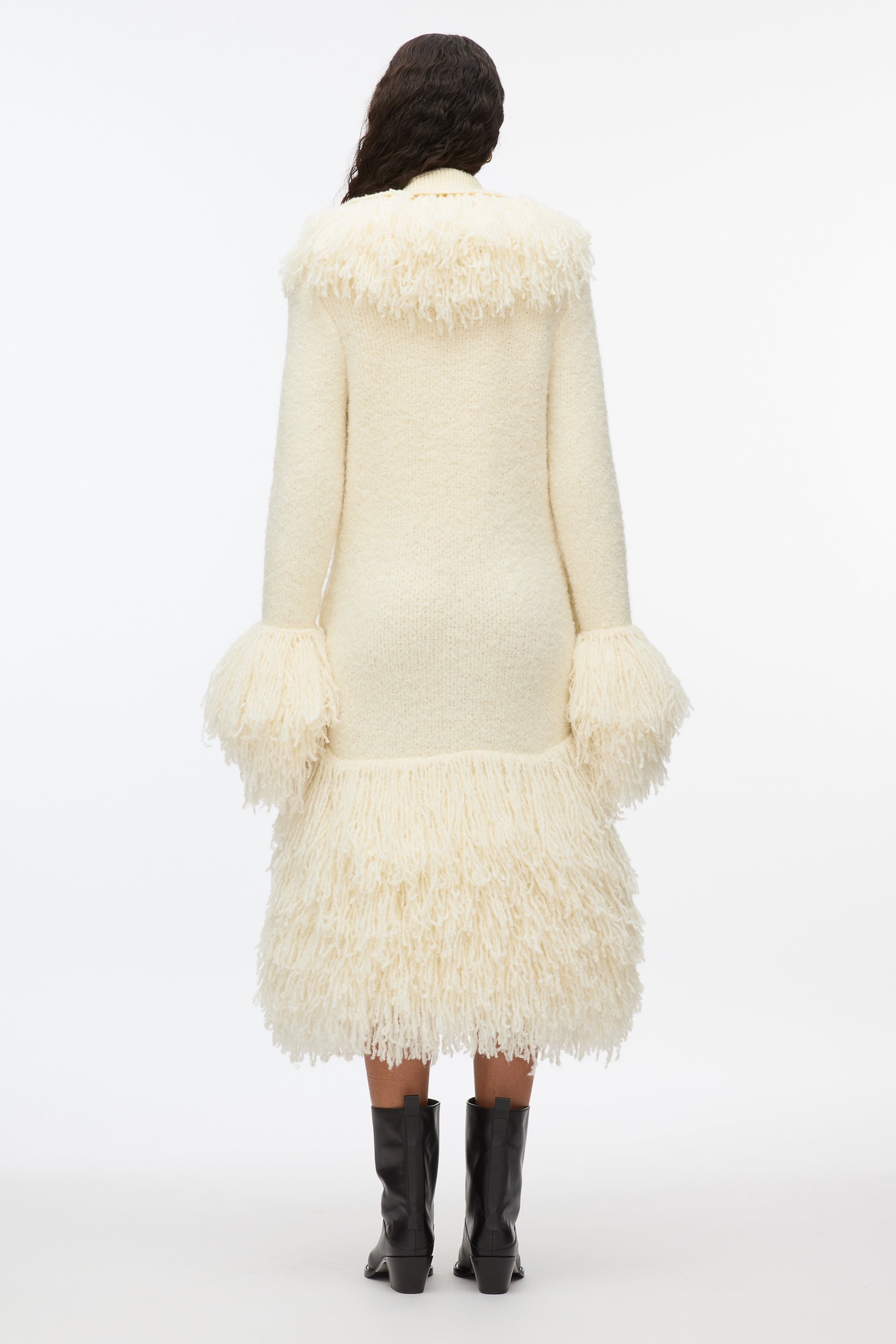 Boucle Fringe Knit Coat - 4