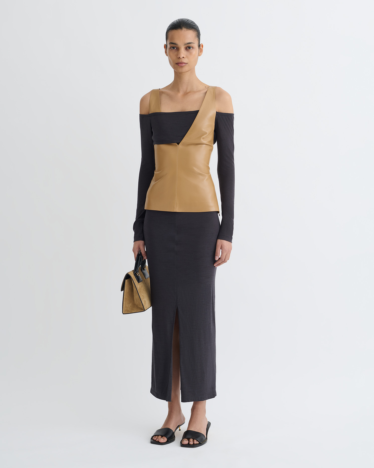 Wool Jersey and Okobor™ Alt-Leather Top - 3