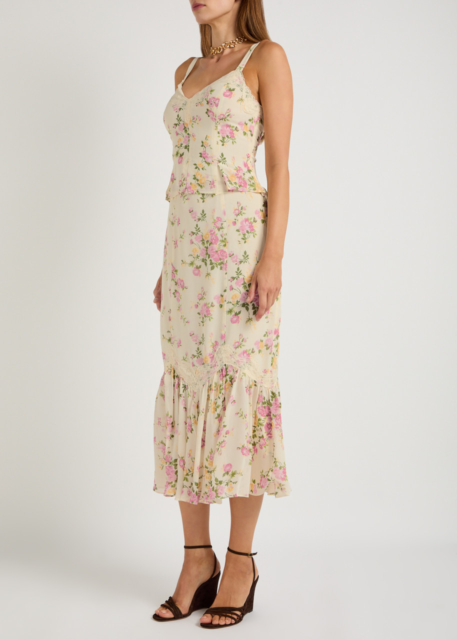 Reformation Sarita Floral Georgette top and Midi Skirt set - 2