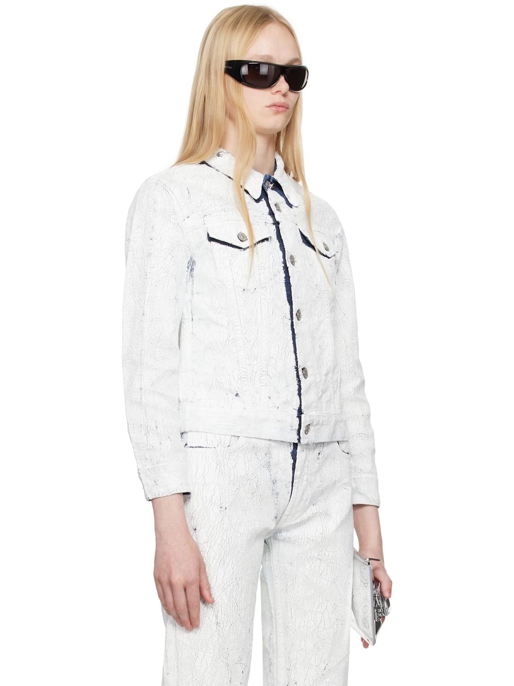 White & Navy Sportsjacket Denim Jacket - 2