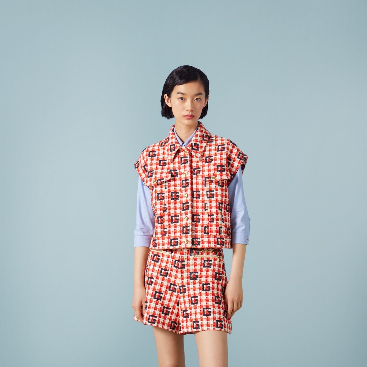Cotton tweed Square G vest - 5