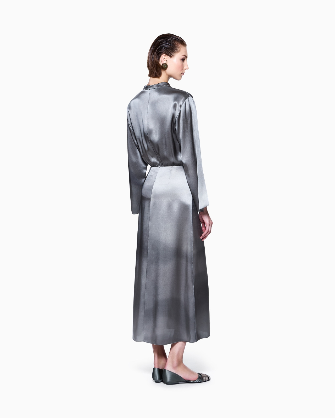 SILK TRIPLE GEORGETTE MIDI DRESS - 3