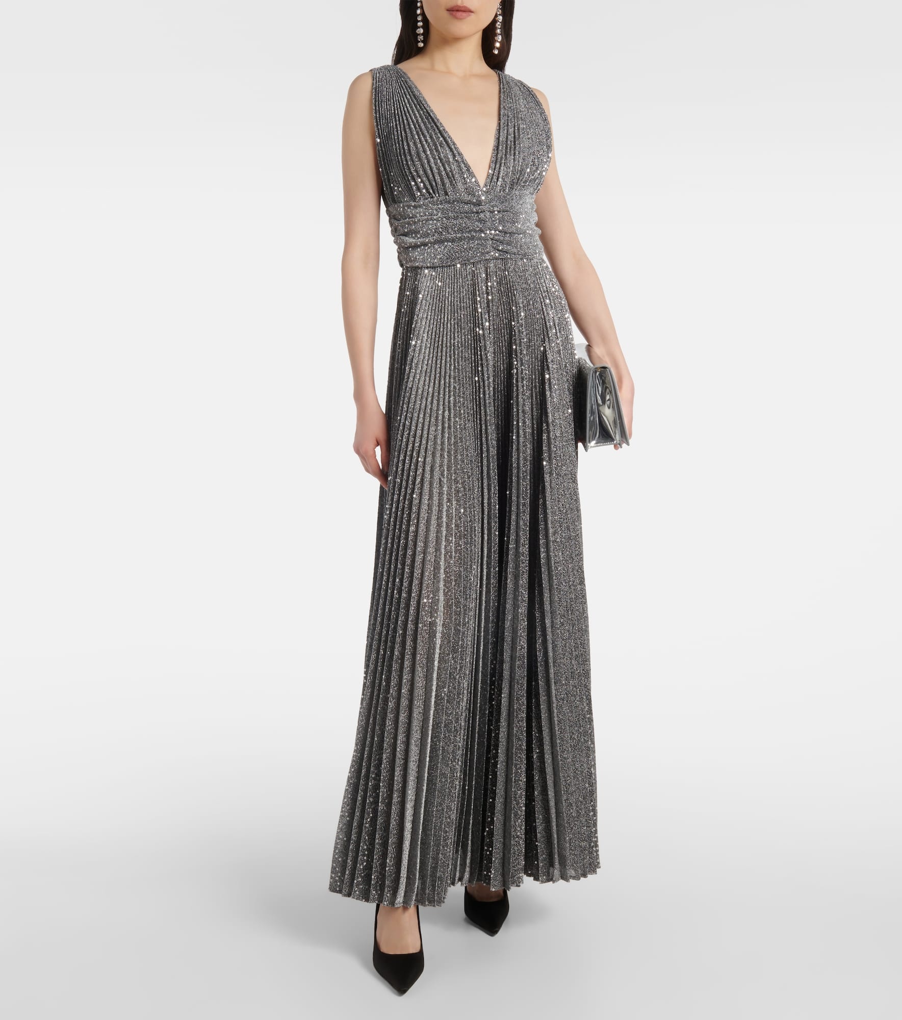 Metallic plissé cocktail dress - 2