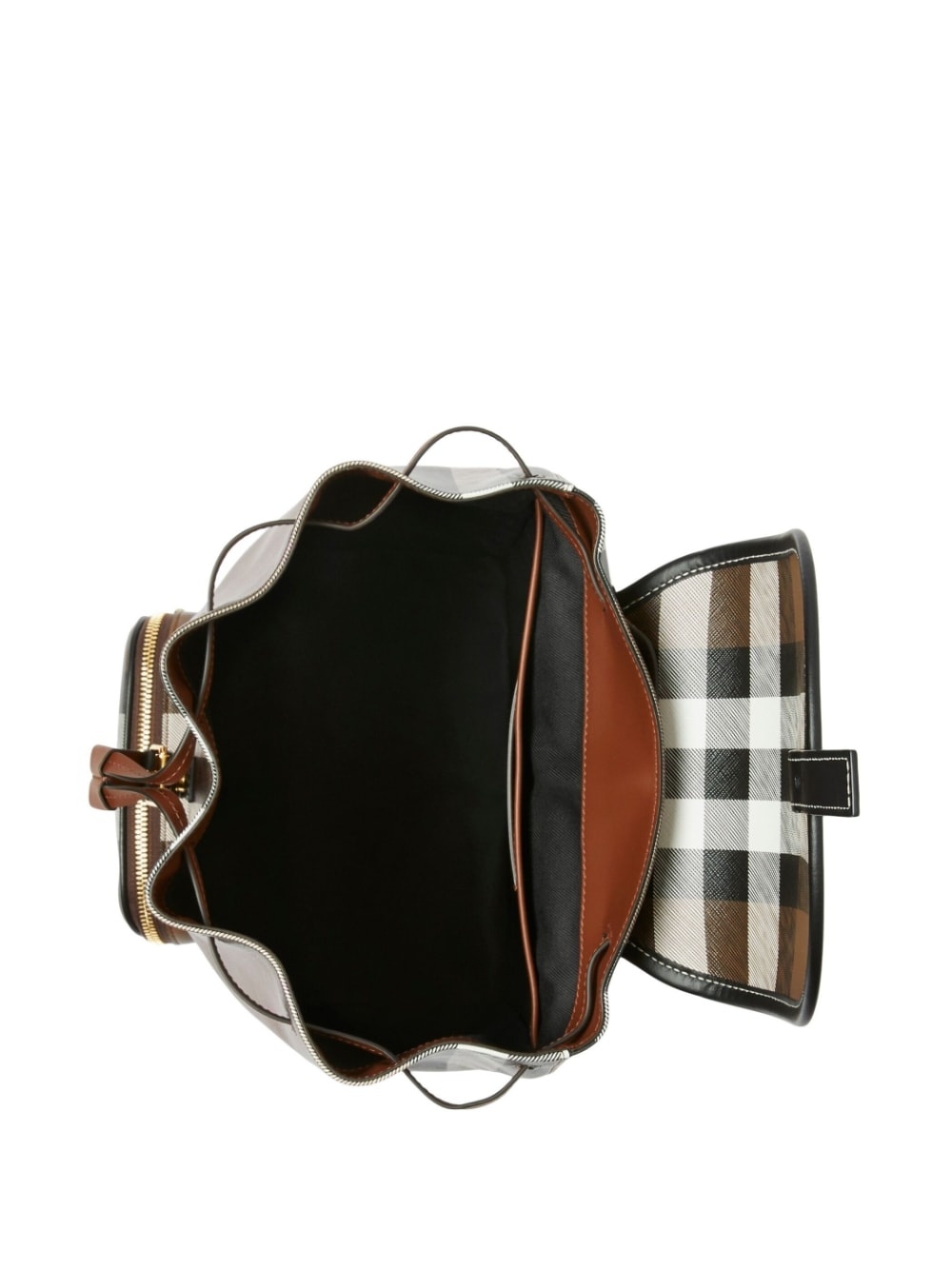 vintage check-pattern leather backpack - 4