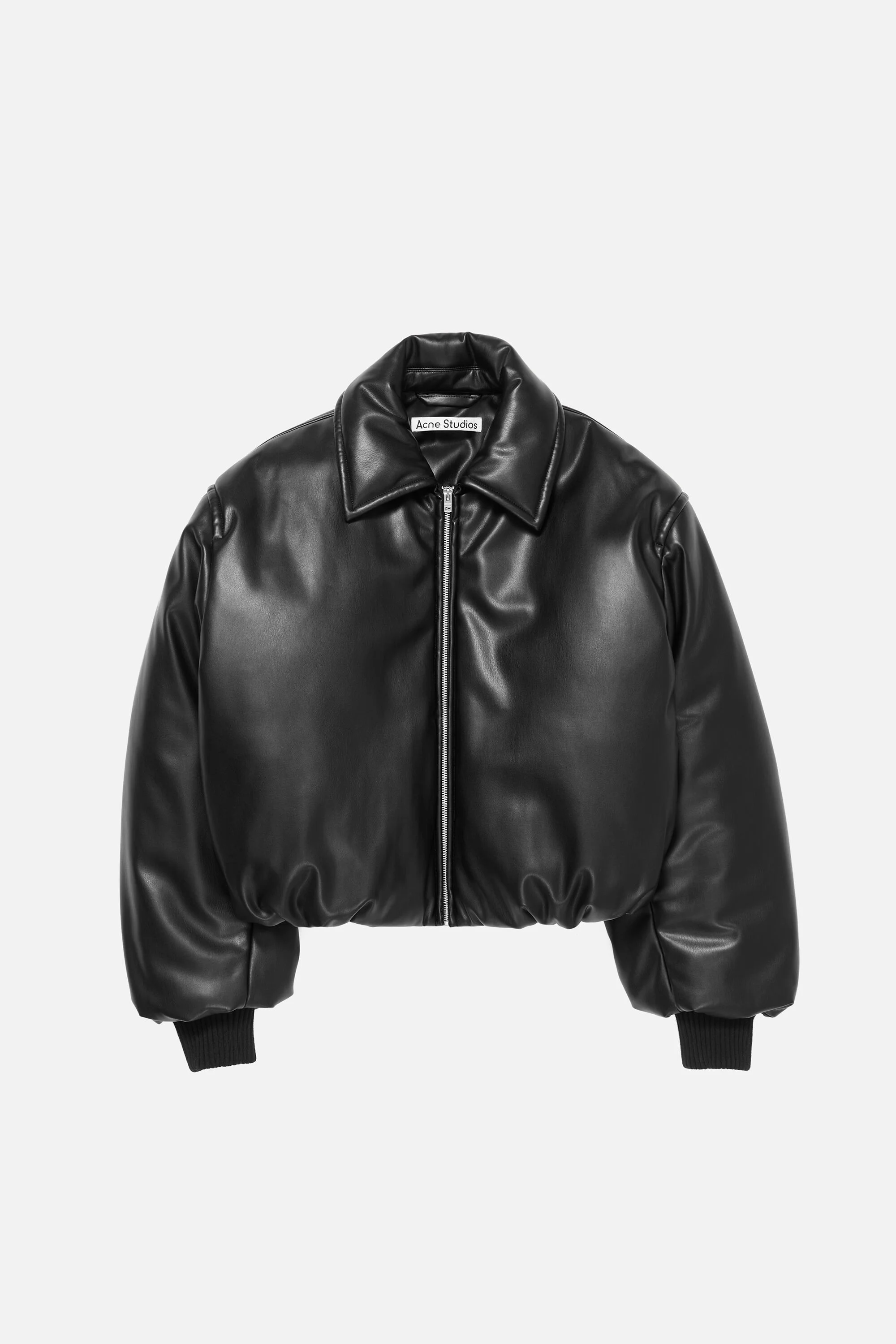 Faux leather bomber jacket - Black - 1