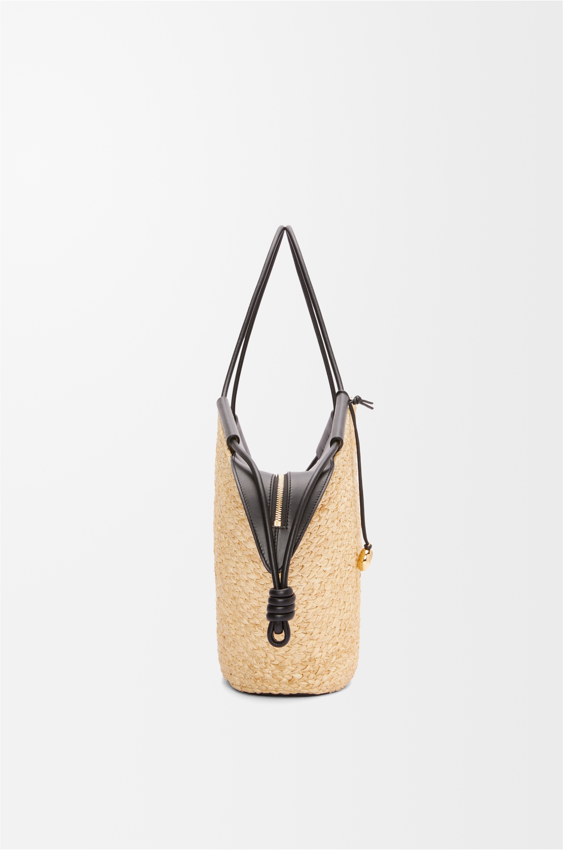 Large Paseo basket in raffia and nappa calfskin - 5