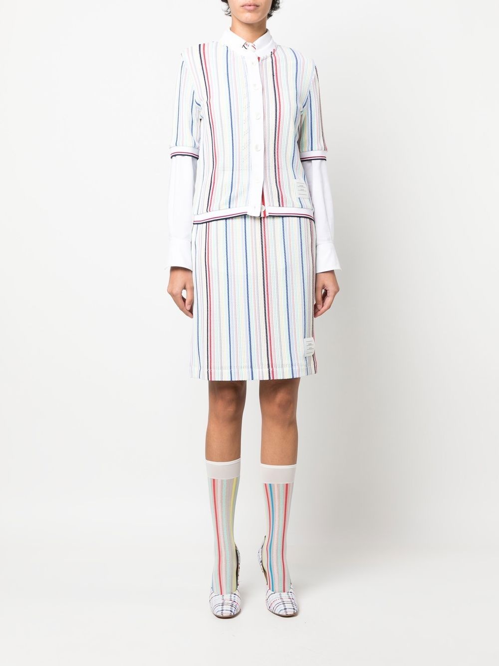 striped short-sleeve cardigan - 2
