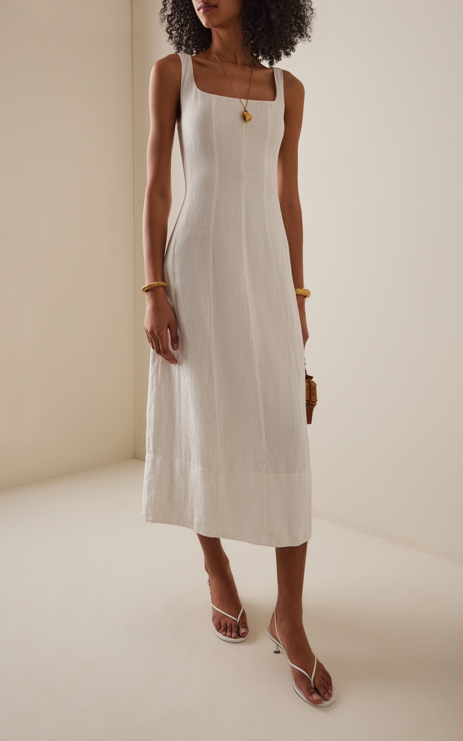 Kinney Linen Midi Dress ivory - 2