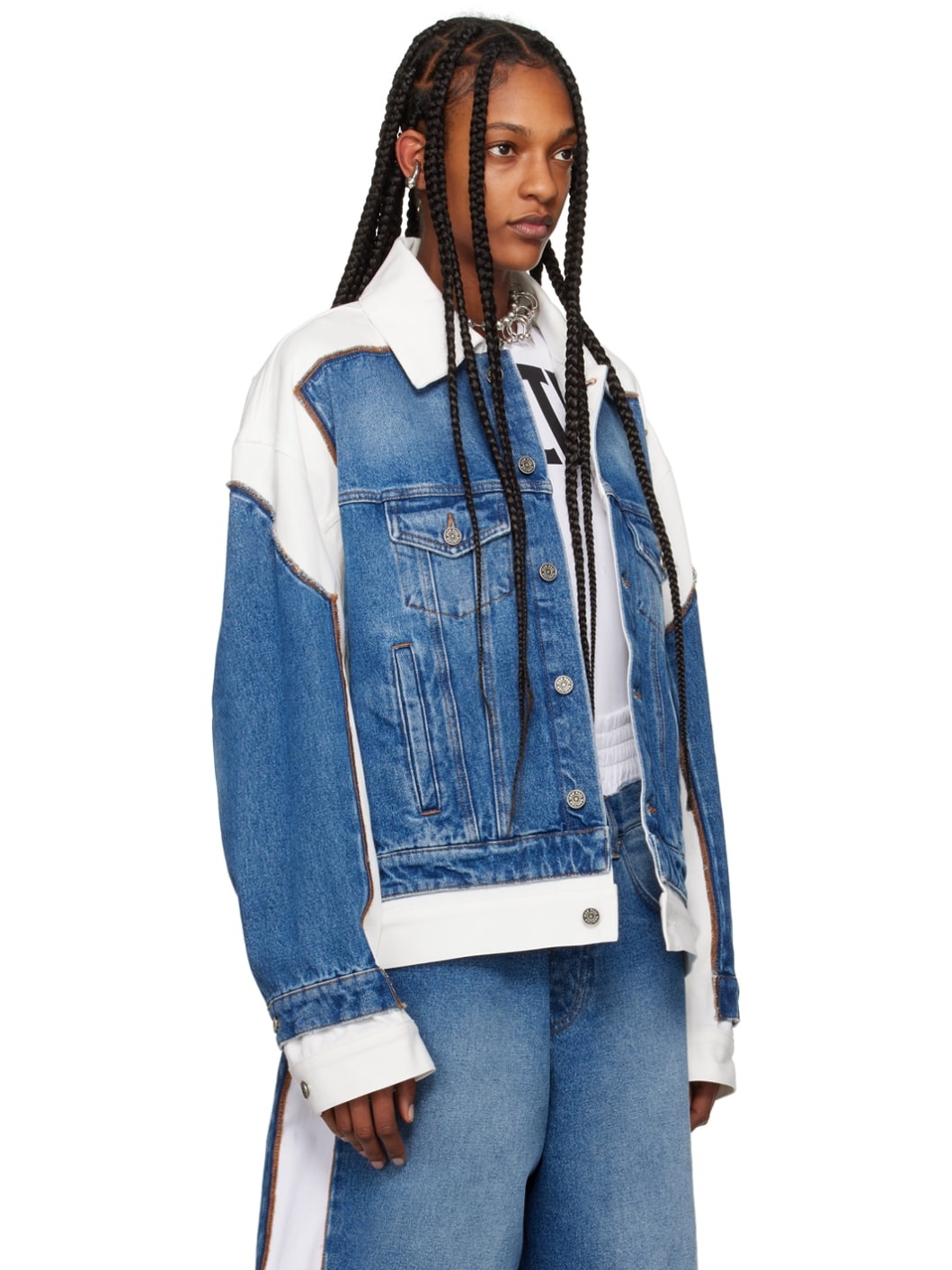 Blue & White 'The Trompe L'œil' Denim Jacket - 2