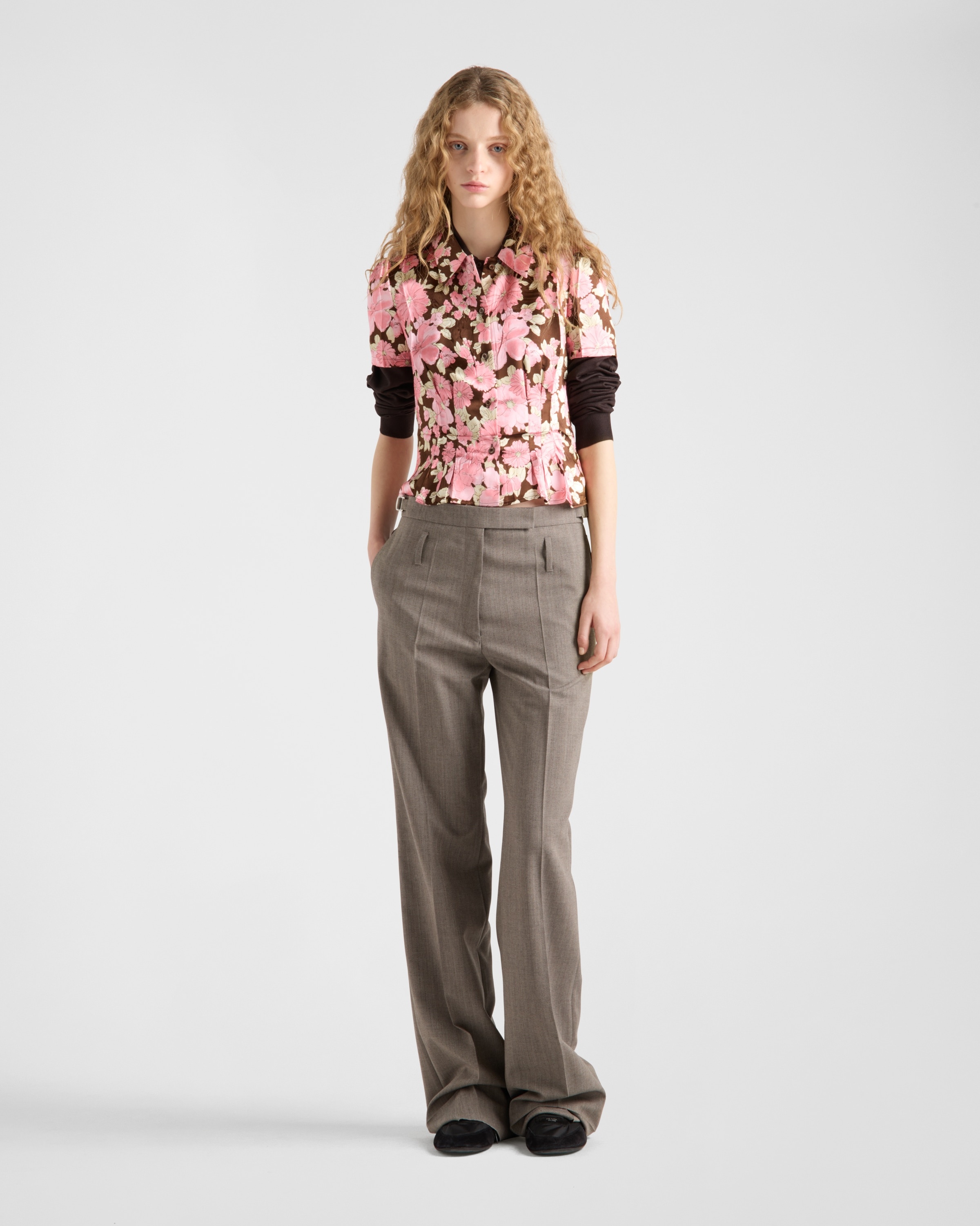 Floral print satin shirt - 2