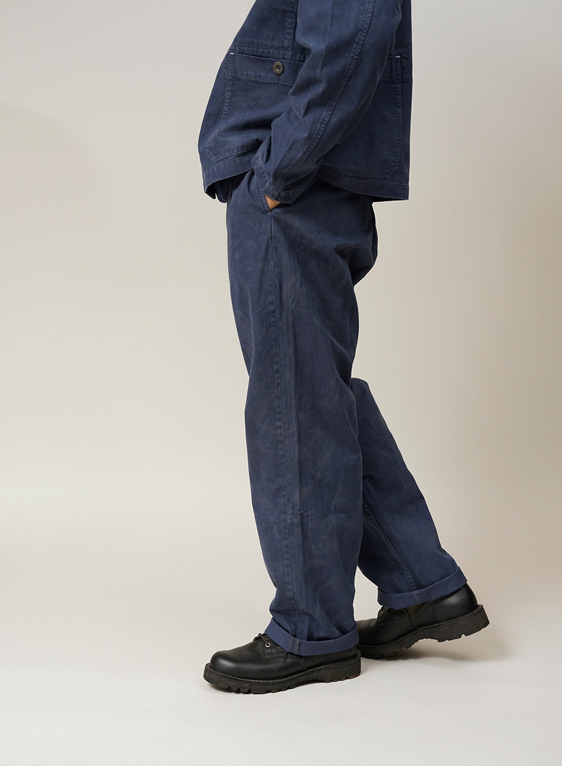 Wide Leg Jean Cotton Twill in RAF Blue - 5