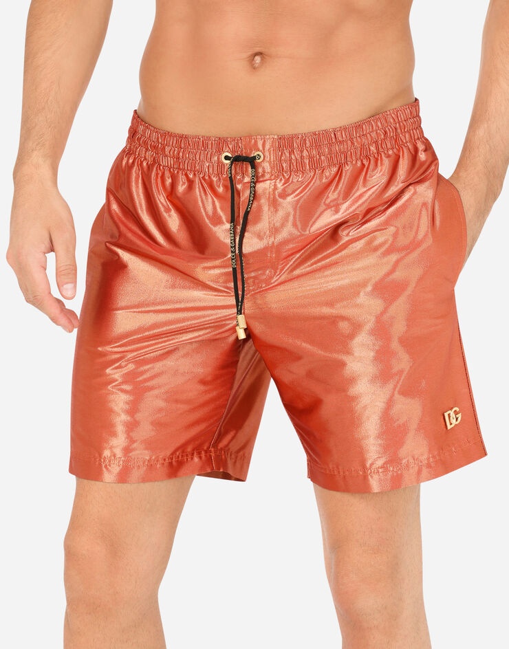 Mid-length swim trunks with metal DG logo - 4