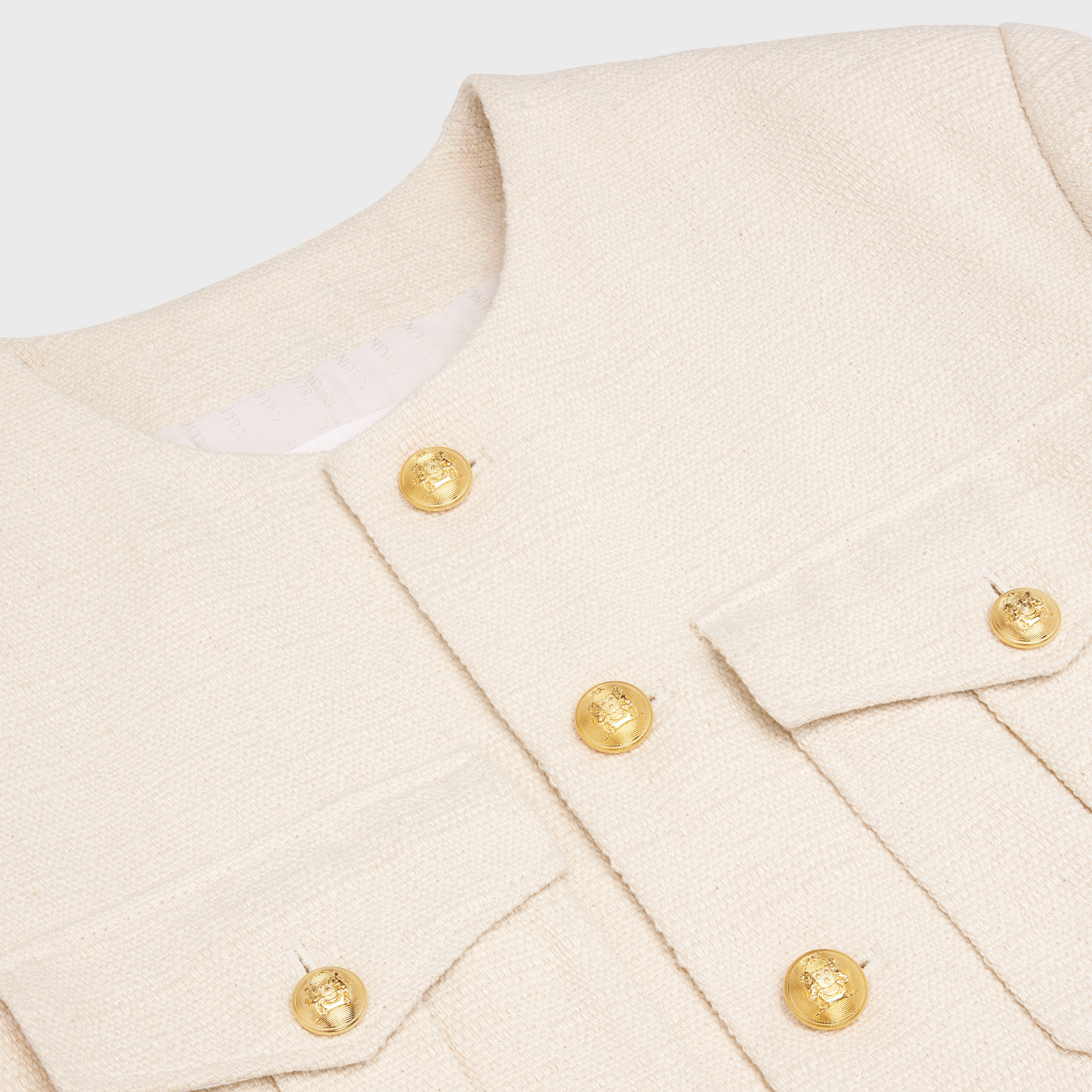 Cropped military jacket in silk rush - 3