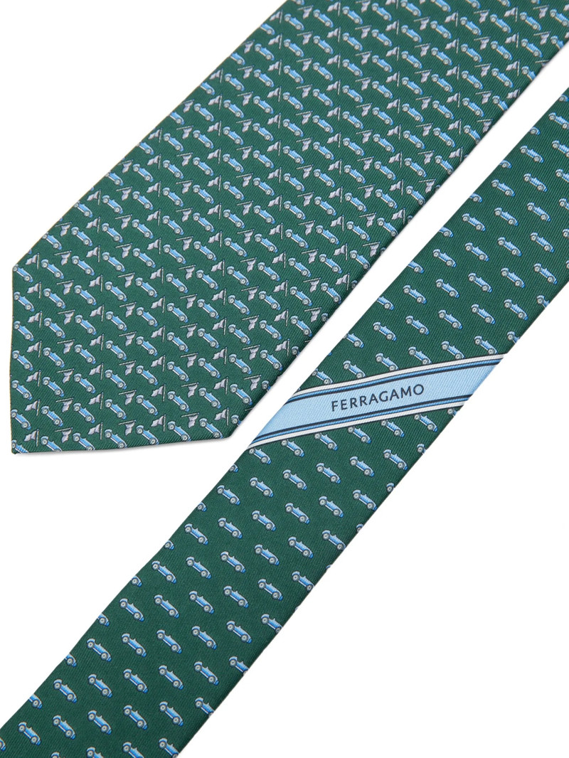 FERRAGAMO Ferragamo Race-print Tie outlook