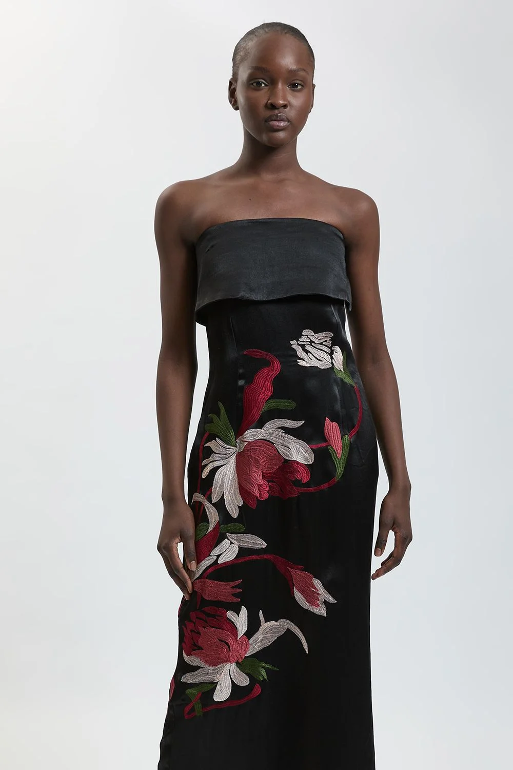 Embroidered Bandeau Midi Dress - 1