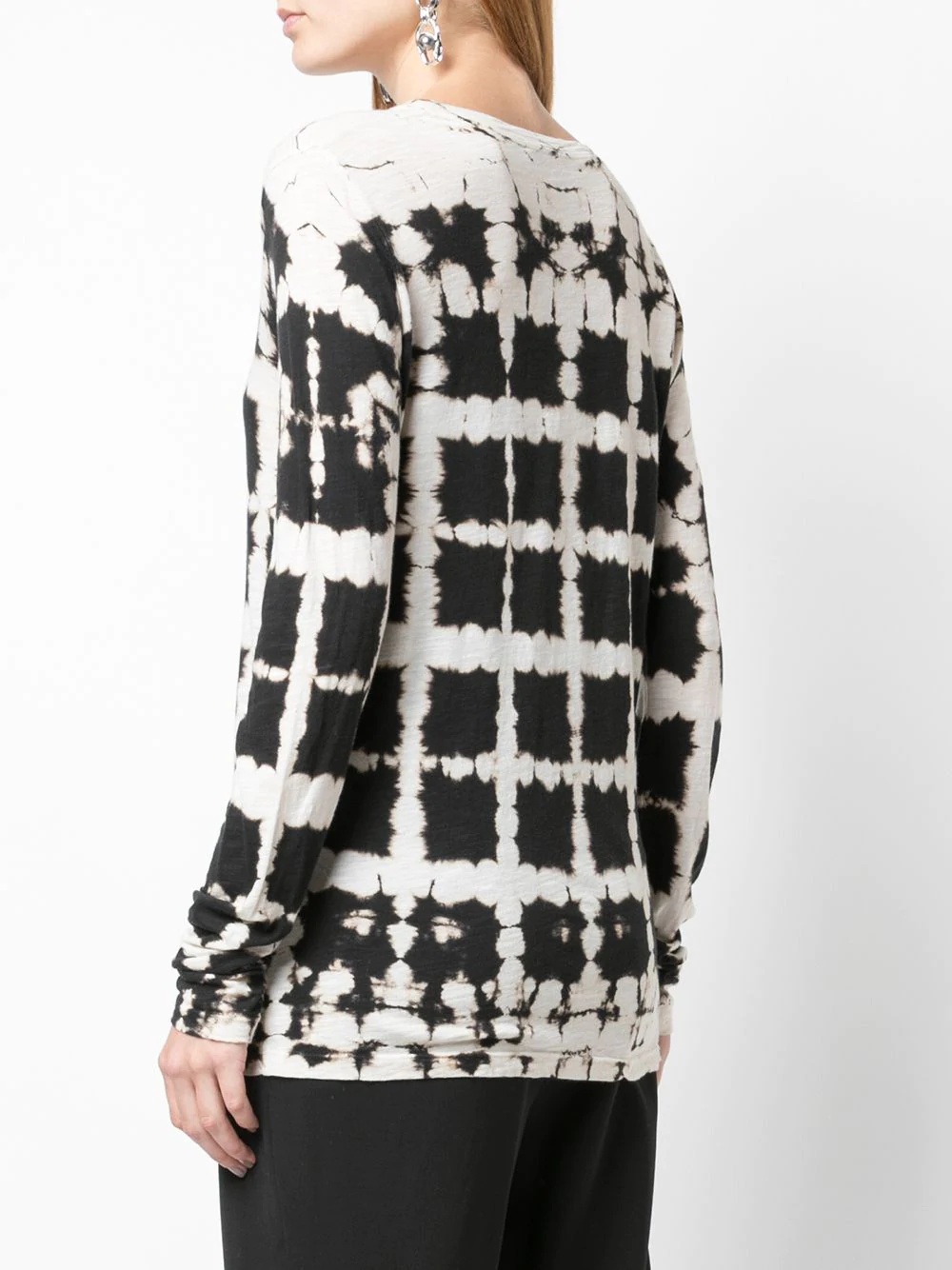 grid print longsleeved T-shirt - 4