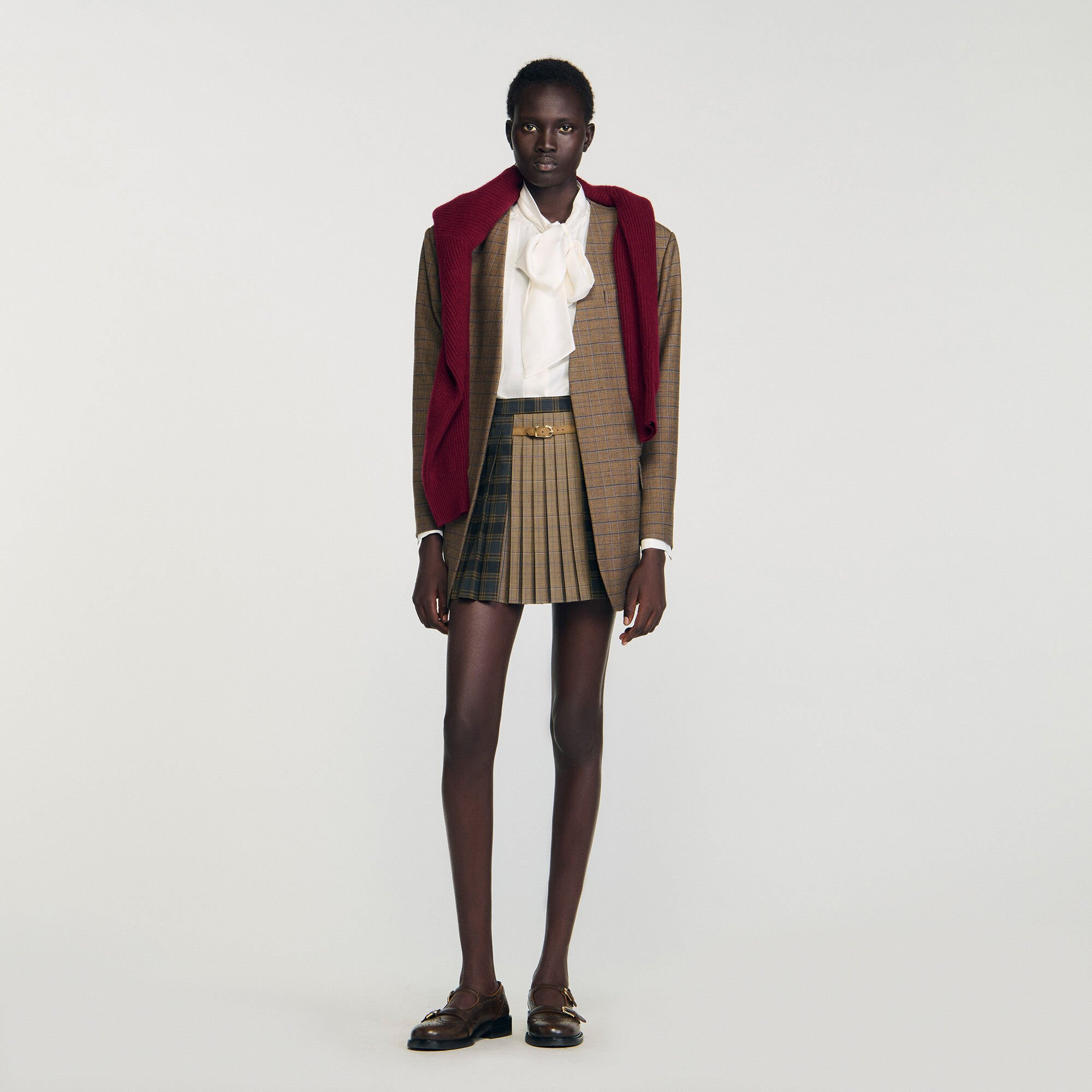 MINI CHECKED PLEATED SKIRT - 6