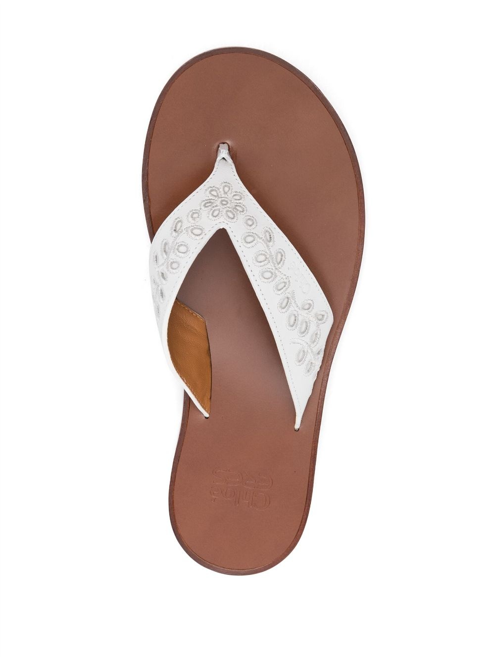 floral-embroidery flat flip flops - 4