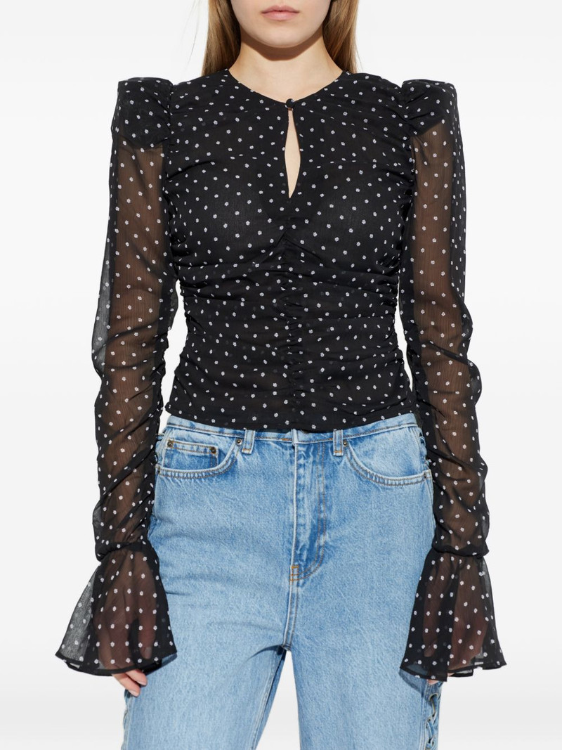 polka-dot ruched blouse 3