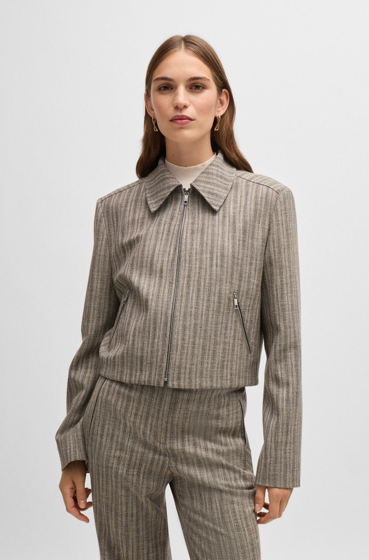 ZIP-UP JACKET IN STRIPED MELANGE CLOTH - 2