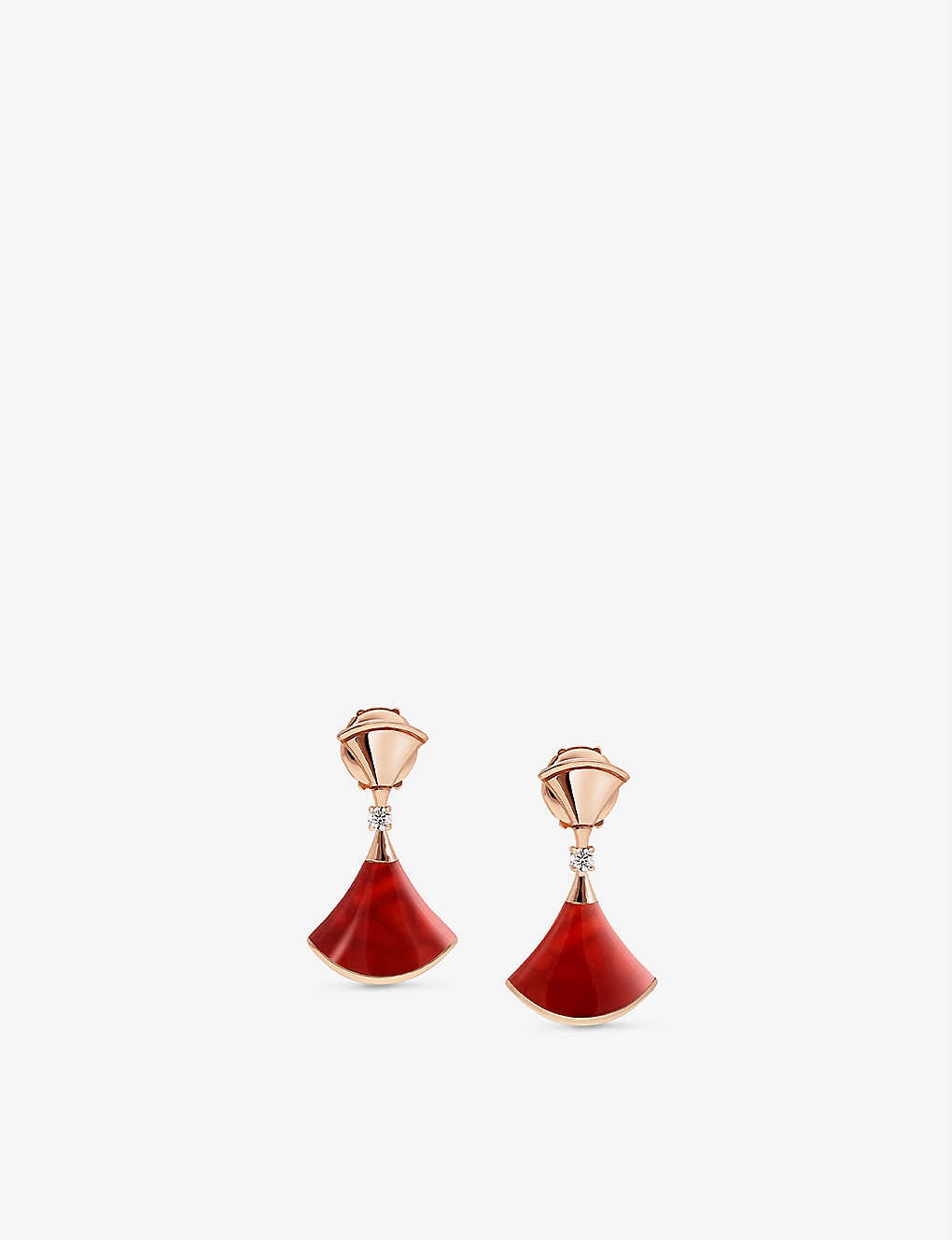 Divas Dream 18ct rose-gold, 0.07ct brilliant-cut diamond and carnelian earrings - 1