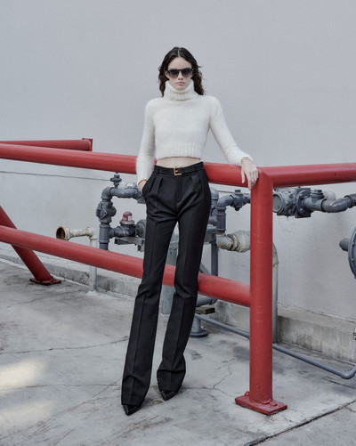 SAINT LAURENT cropped turtleneck sweater in mohair outlook