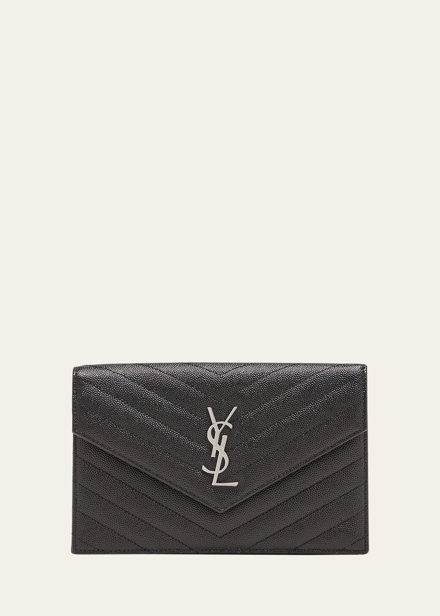 Small YSL Envelope Leather Wallet on Chain - 1