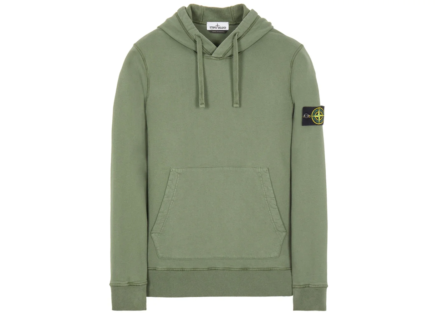 Stone Island 64120 Brushed Cotton Fleece Hoodie Sage - 1