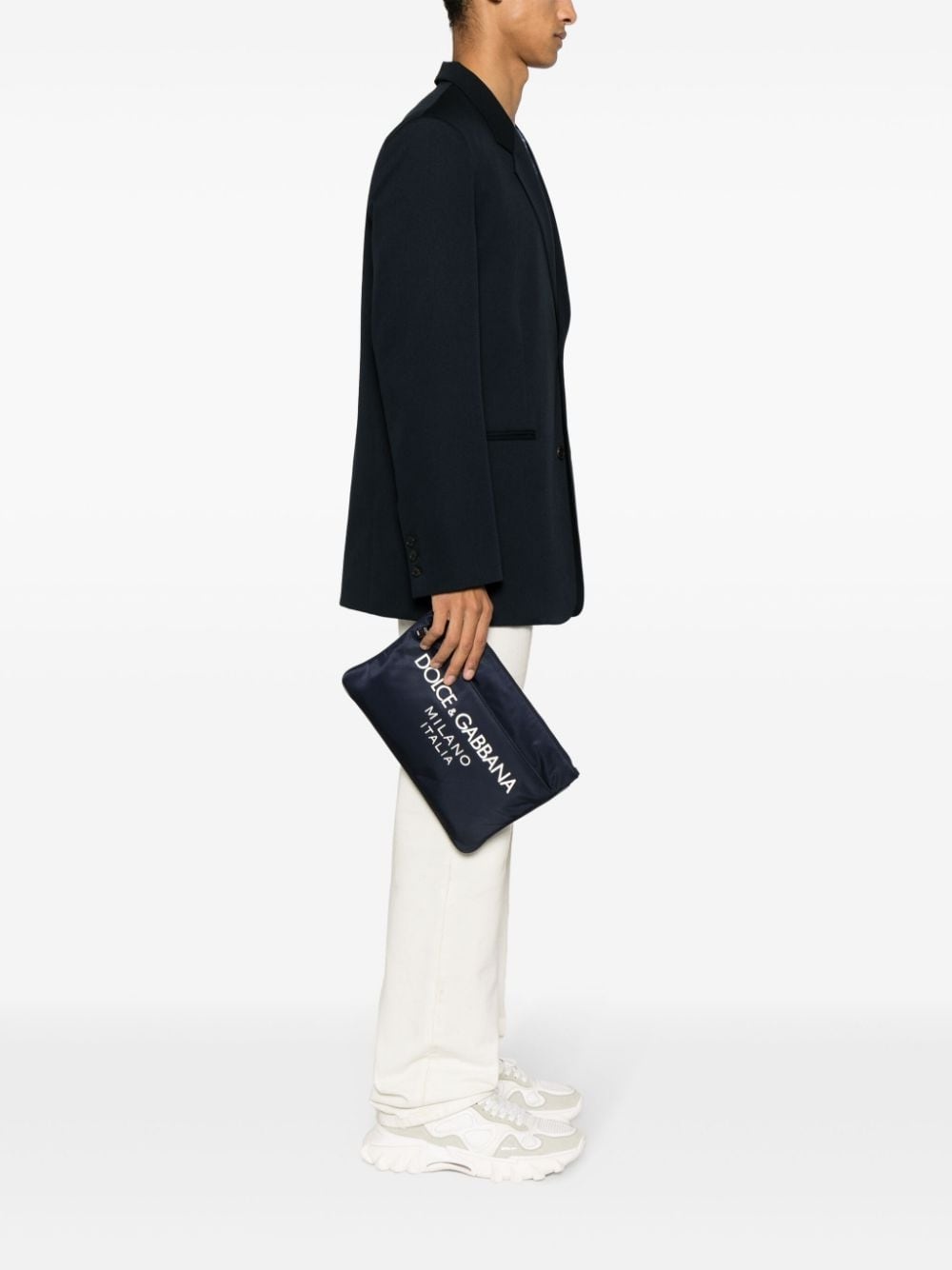 logo-appliquÃ© clutch bag - 2