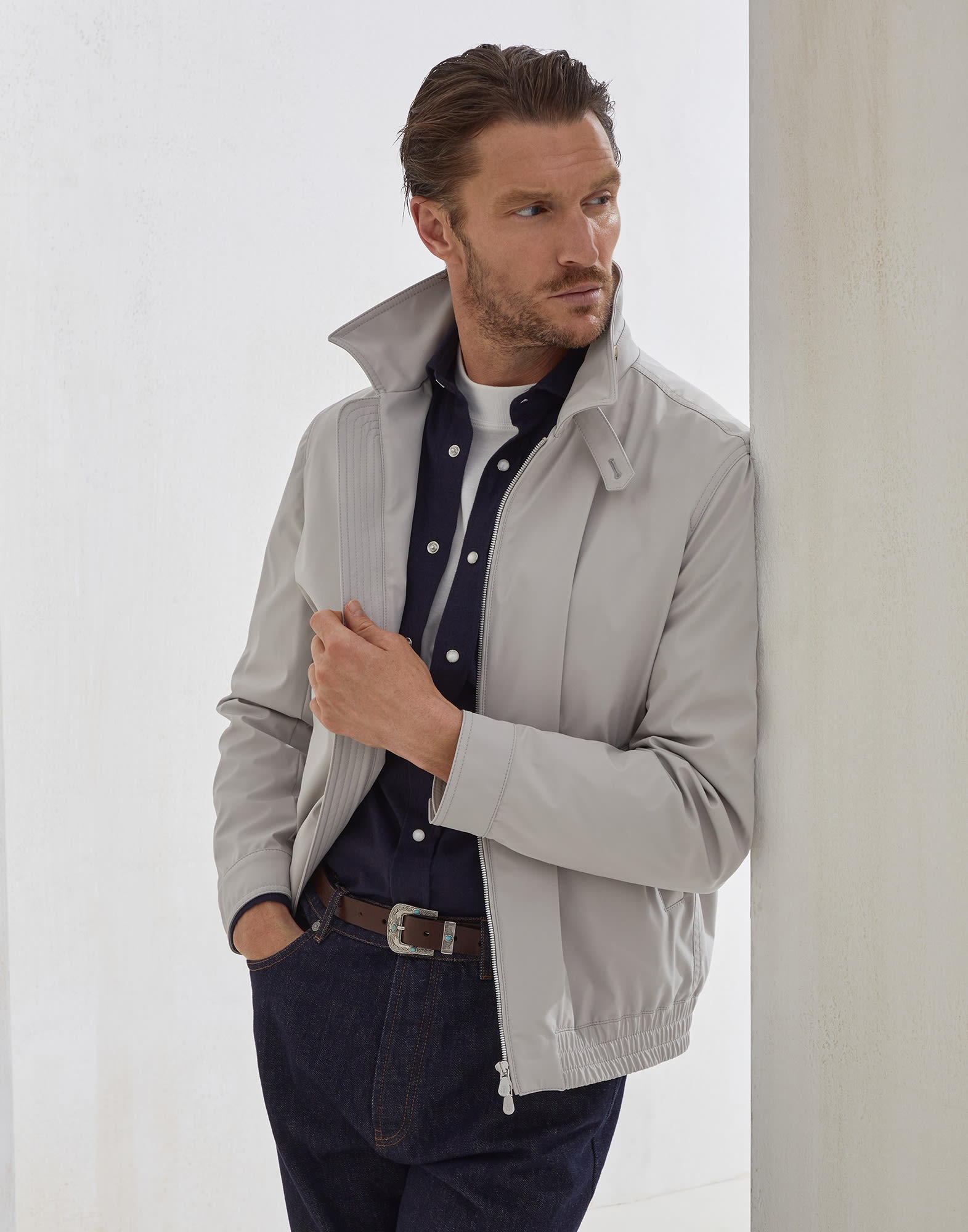 Stretch bonded nylon bomber jacket - 4