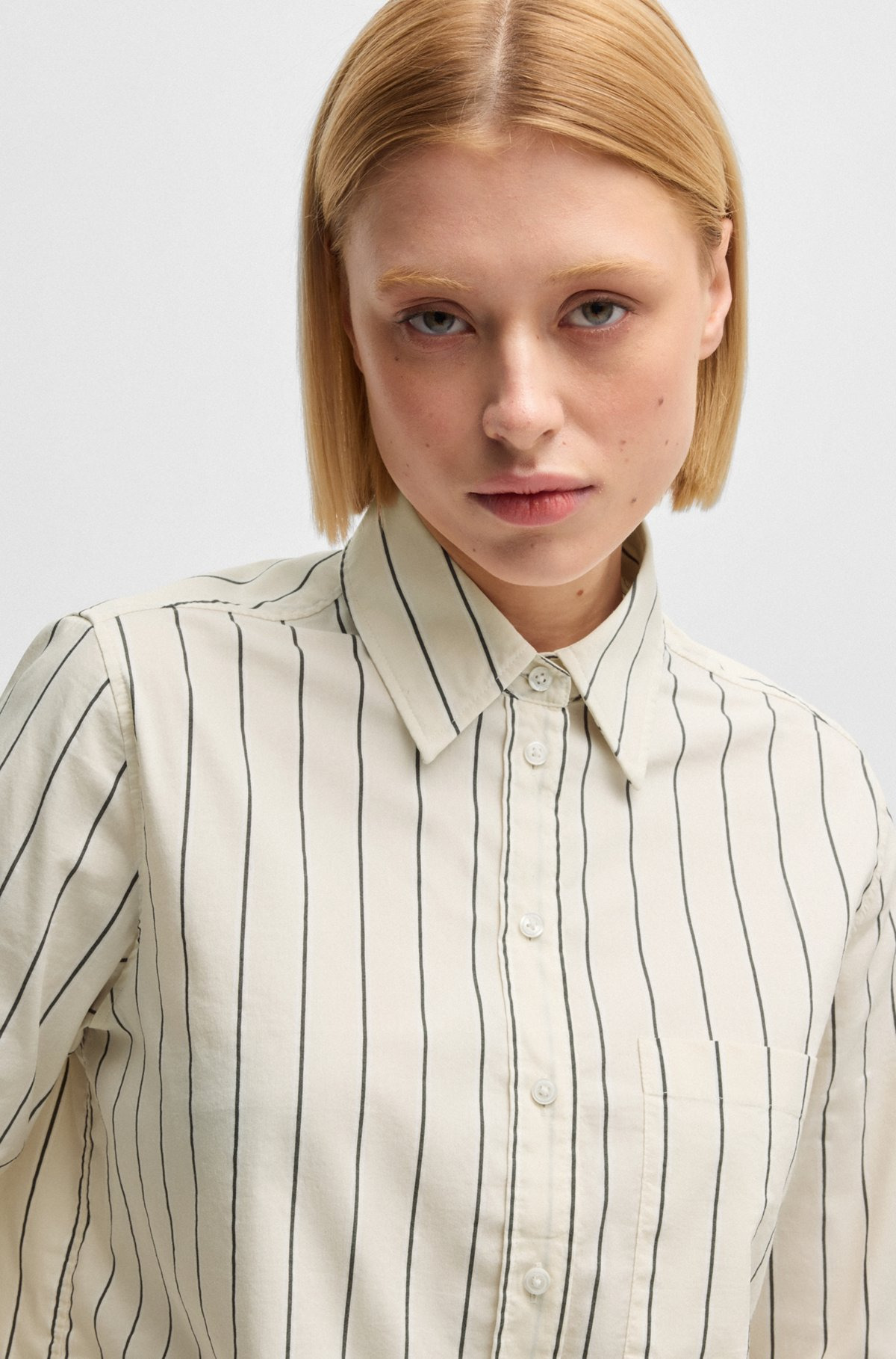 REGULAR-FIT BLOUSE IN STRIPED STRETCH COTTON - 4