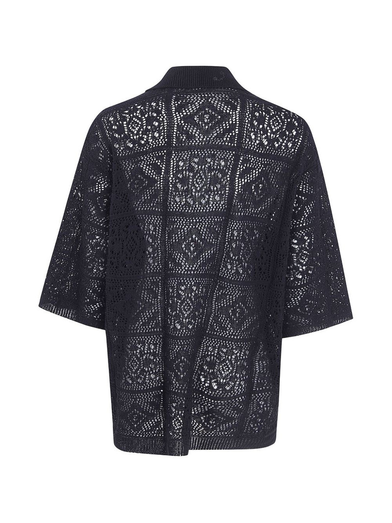 Y's Mexican crochet-knit patch-pocket shirt outlook