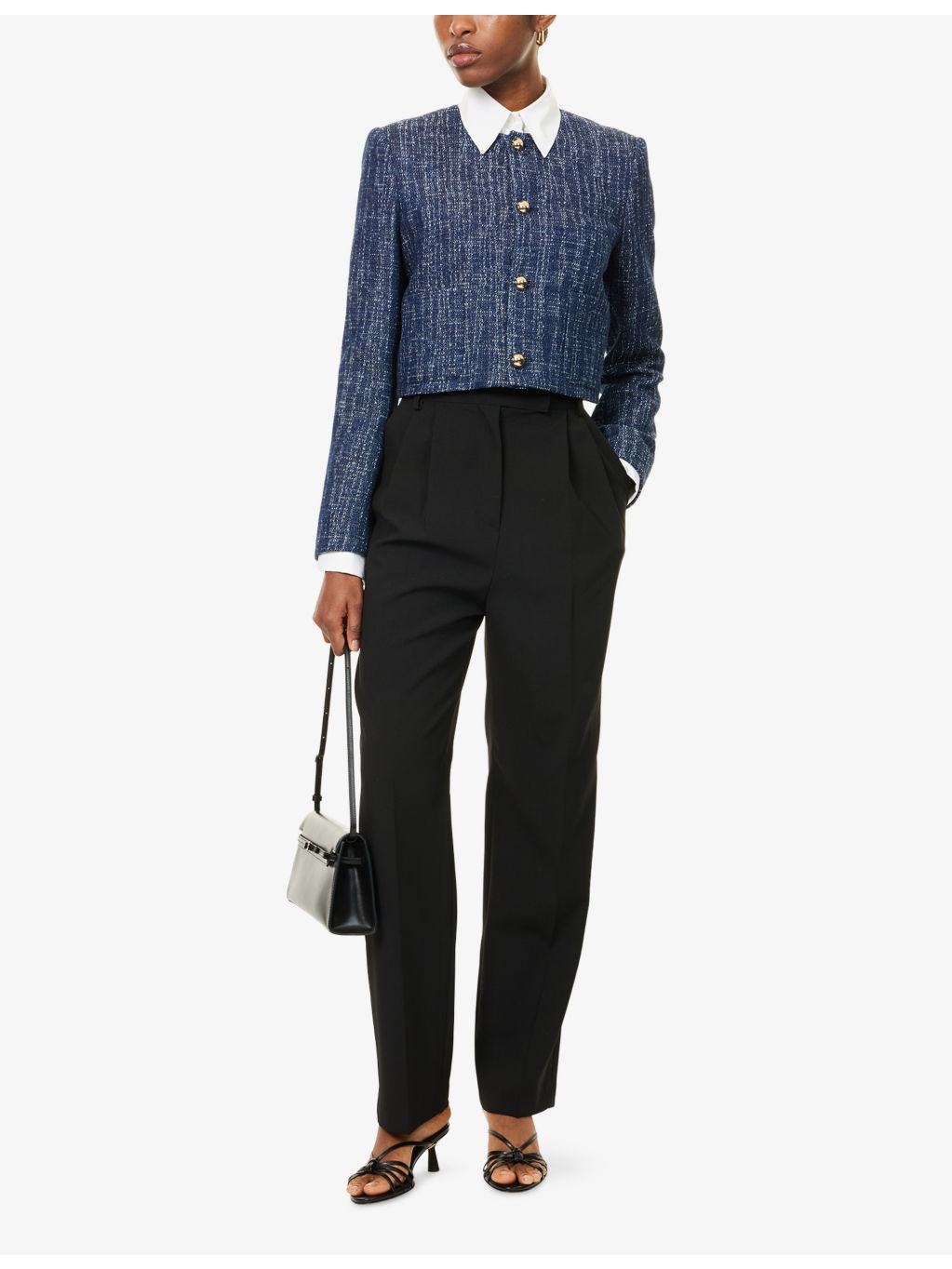 Boxy-Fit Round-Neck Cotton-Tweed Jacket - 2