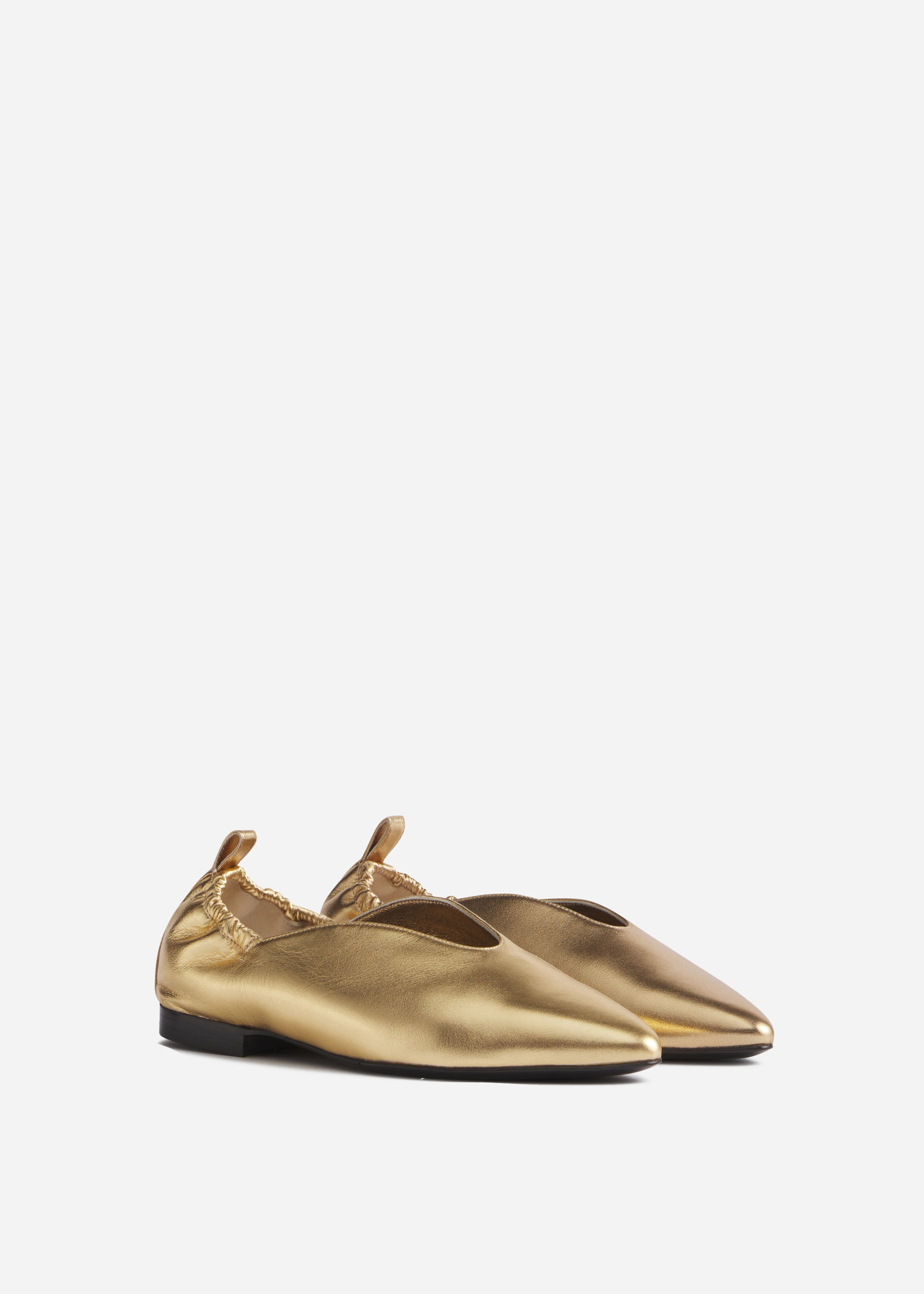 Leather Ruched Back Pointed Flat - 2