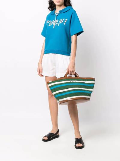 Marni embroidered-logo striped tote bag outlook