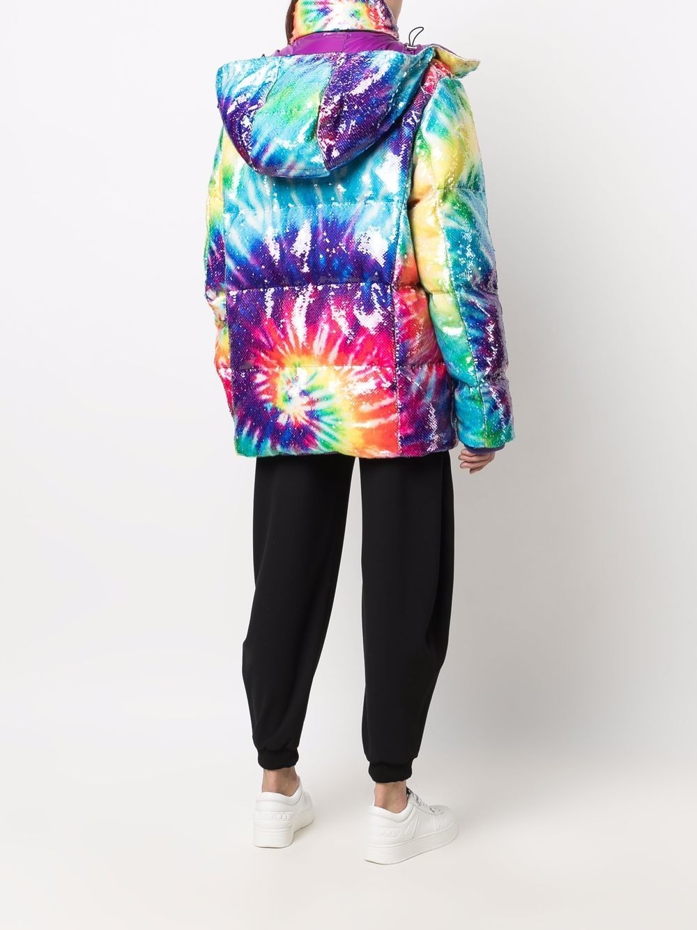 tie-dye print padded coat - 4