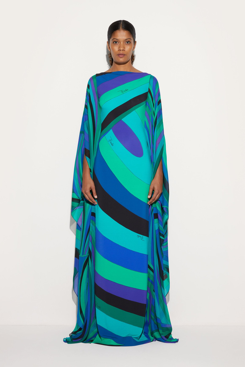 PUCCI IRIDE PRINT WIDE SLEEVES LONG DRESS outlook