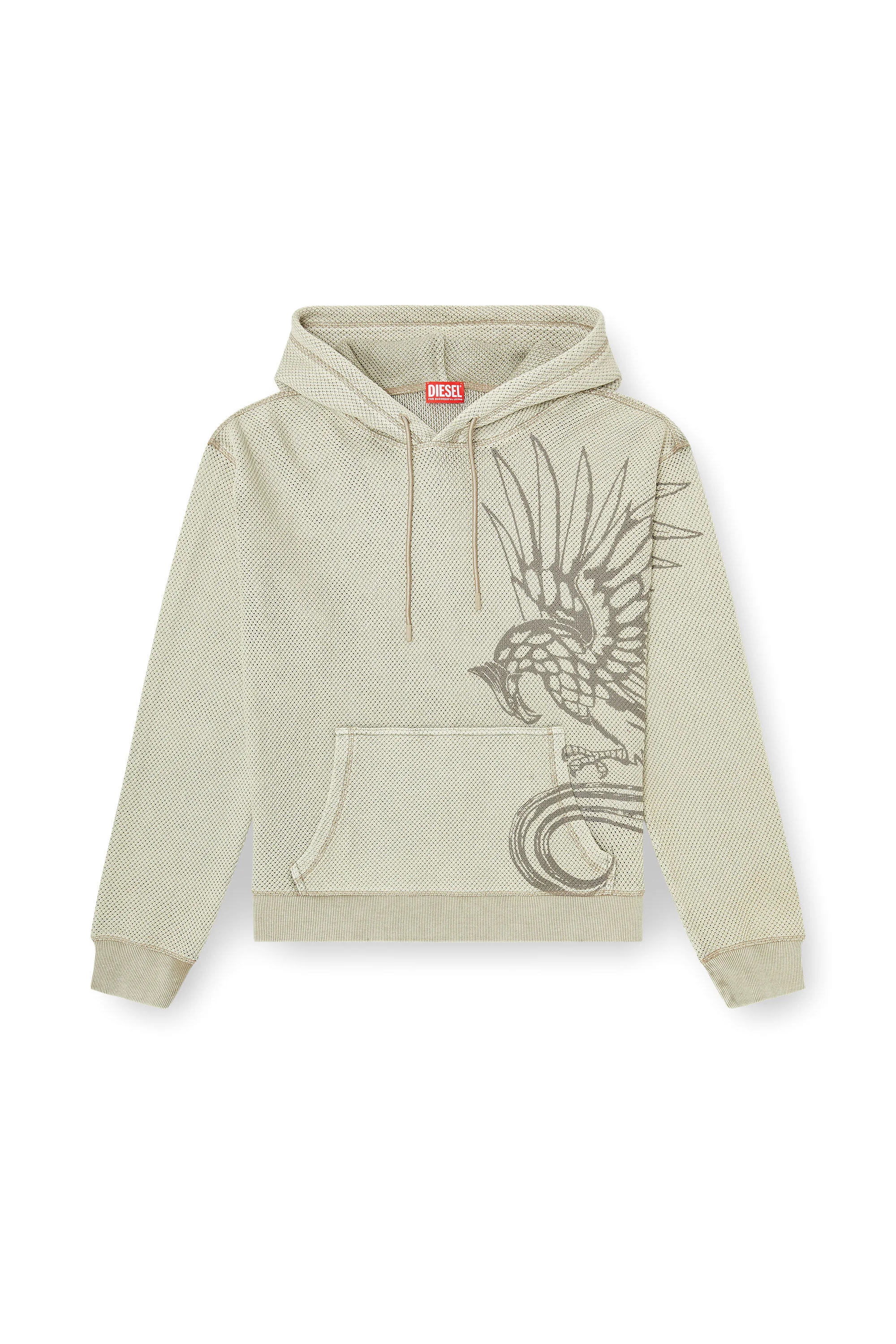 HOODIE IN TEXTURED COTTON MESH - 1