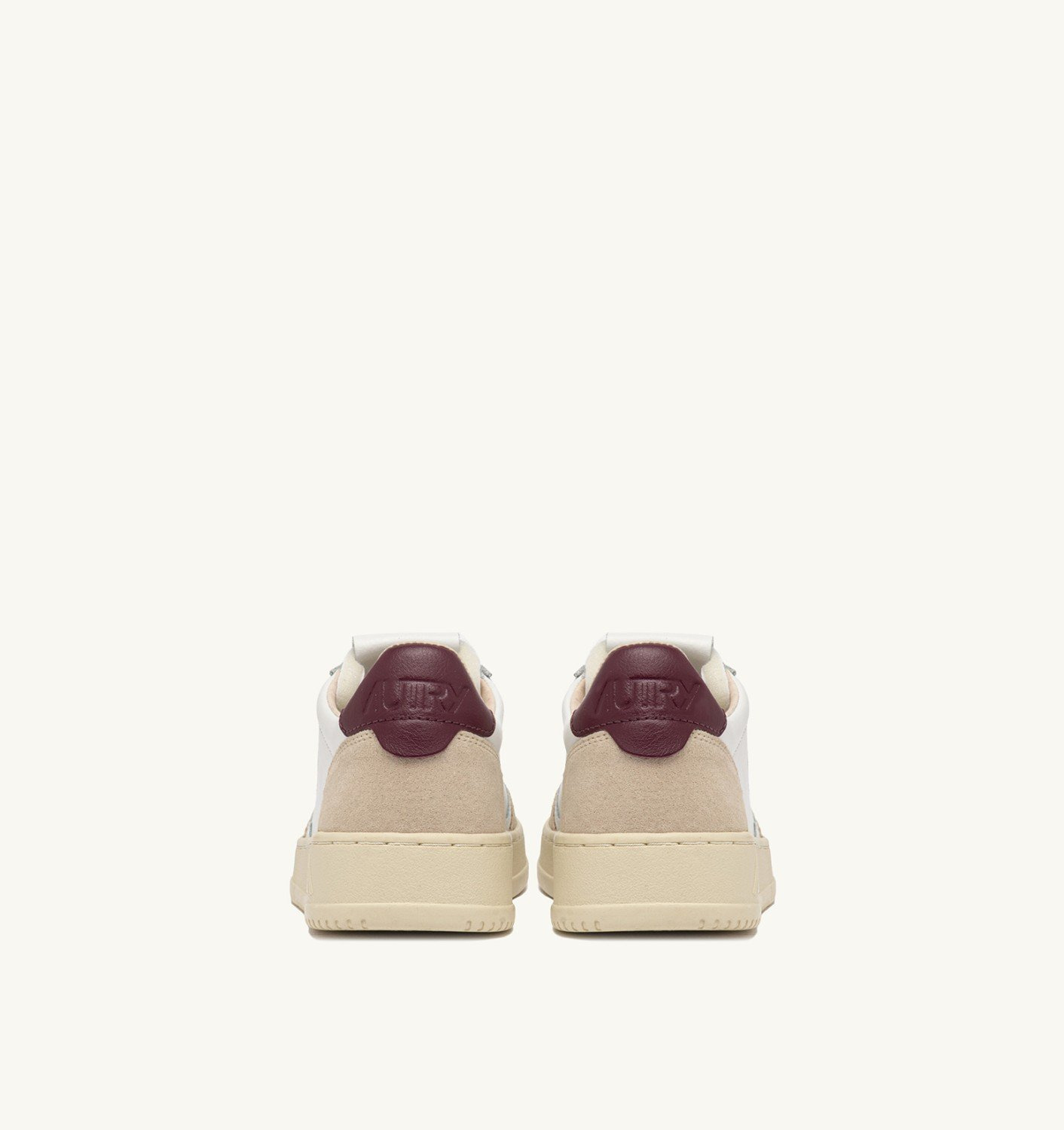 MEDALIST LOW SNEAKERS IN WHITE AND BURGUNDY SUEDE AND LEATHER - 3
