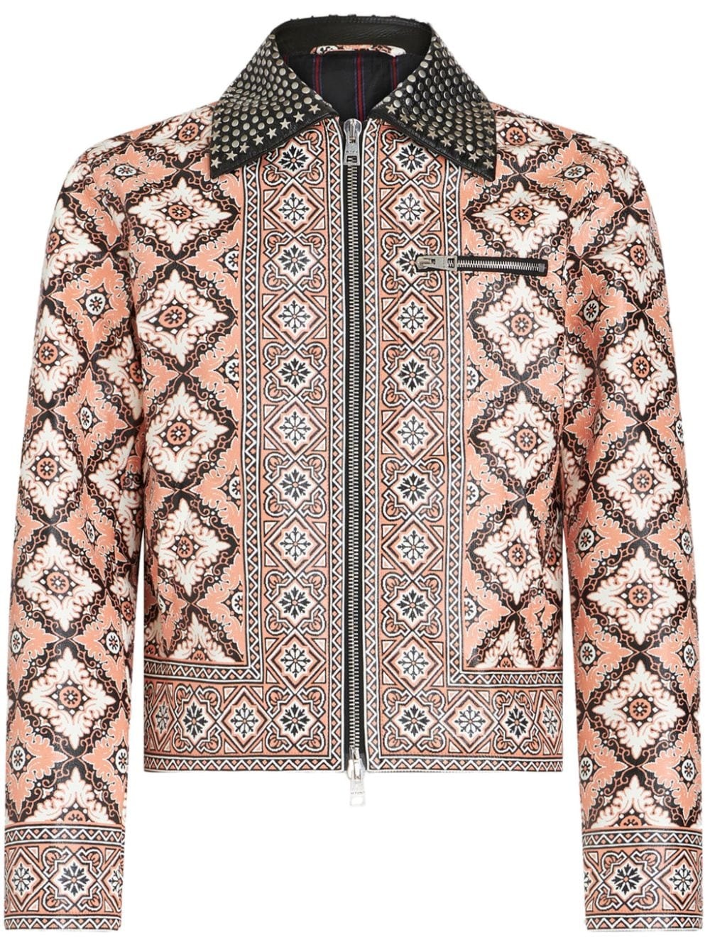 studded printed shirt jacket PRINTED JACKET WITH STUDS - 1