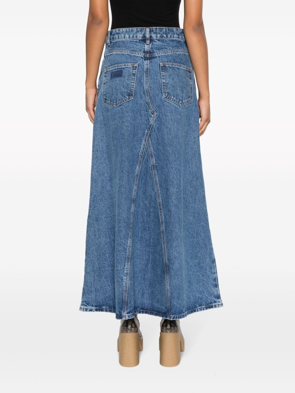 high-waisted denim maxi skirt - 4