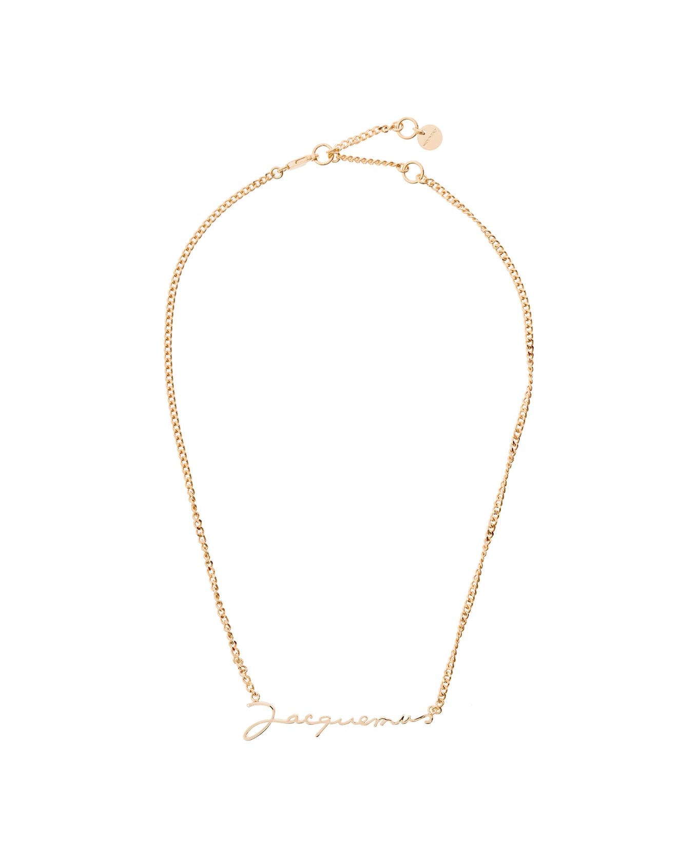 Gold-tone Le Chaine Necklace With Logo Plaque In Brass Woman - 1