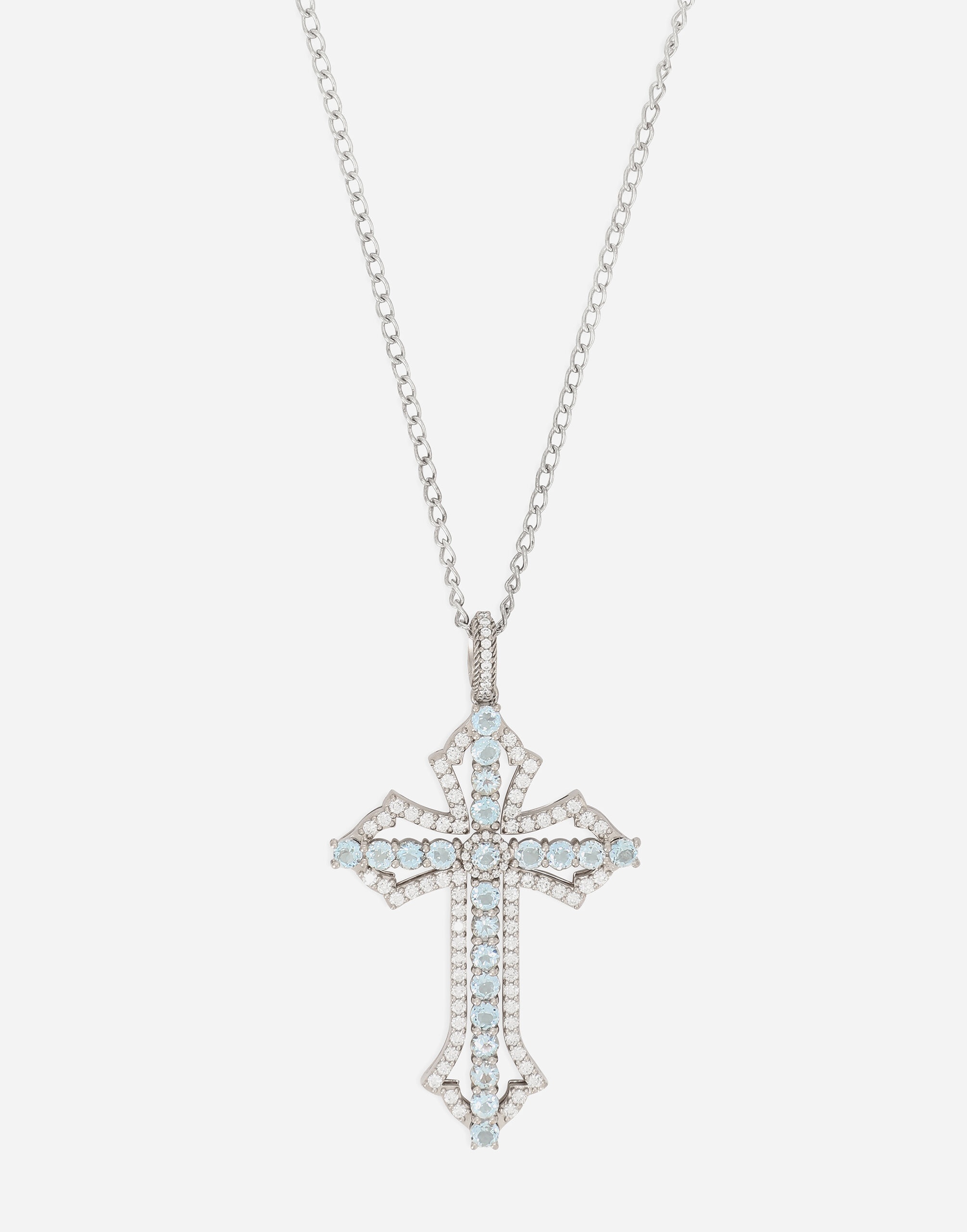Tradition pendant in white gold 18kt with aquamarines and diamonds - 2