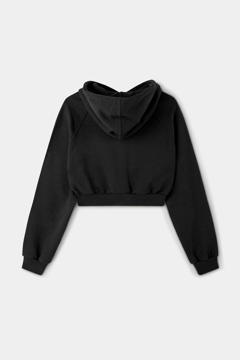 EMBROIDERED CROPPED HOODIE / black 3