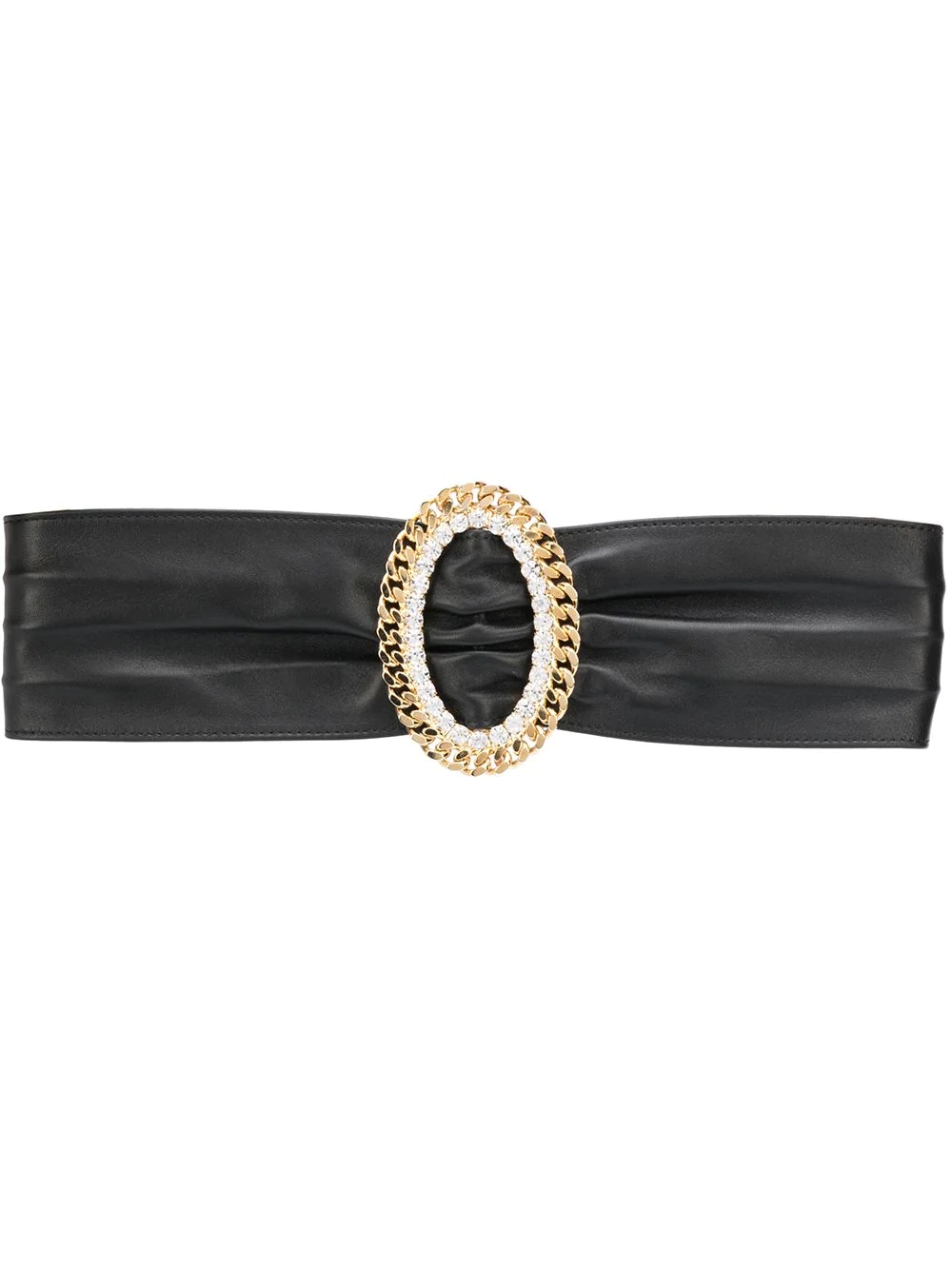 crystal-embellished leather belt - 1