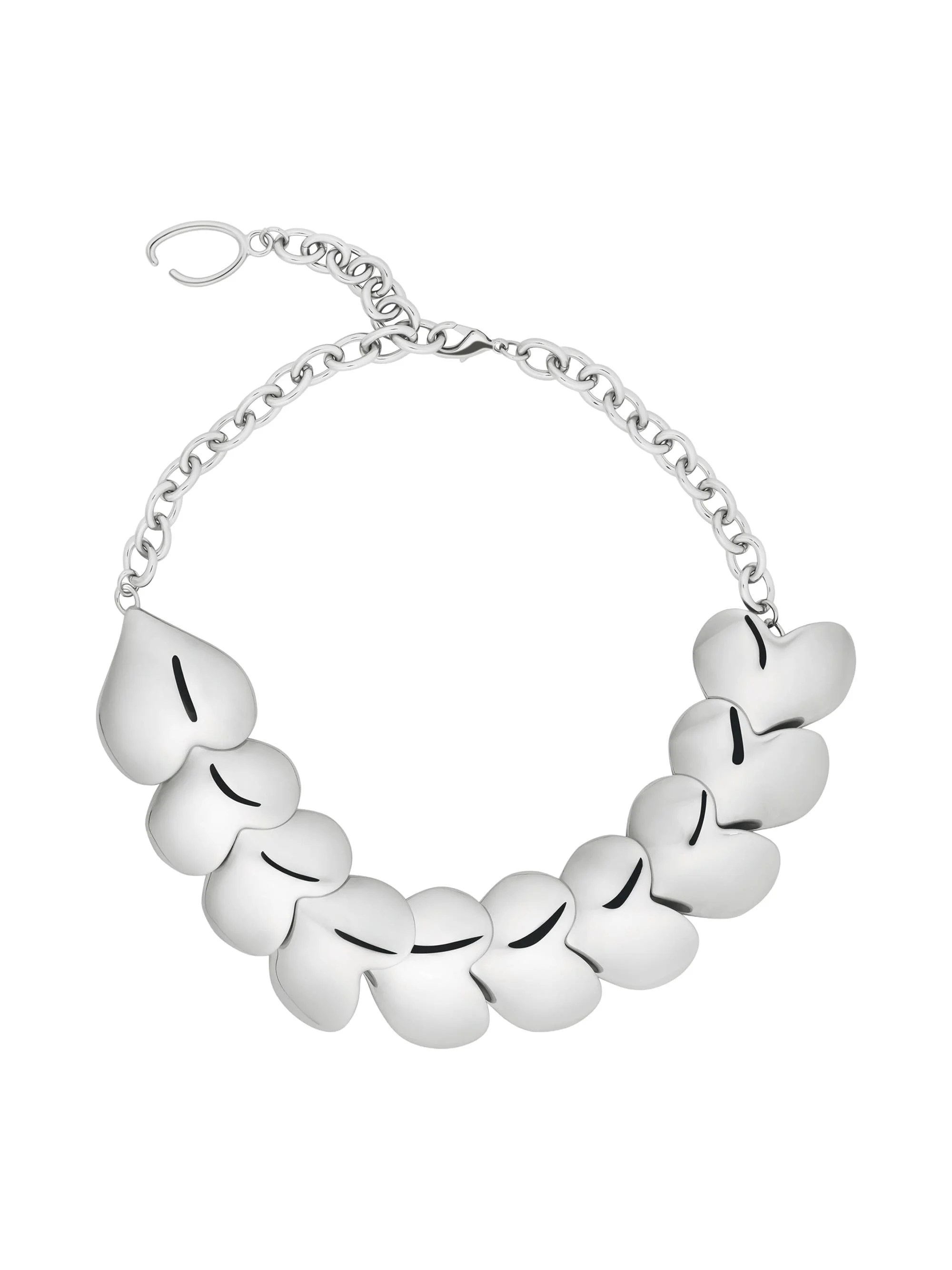 Women's Silvertone Heart Choker - Silver - 1