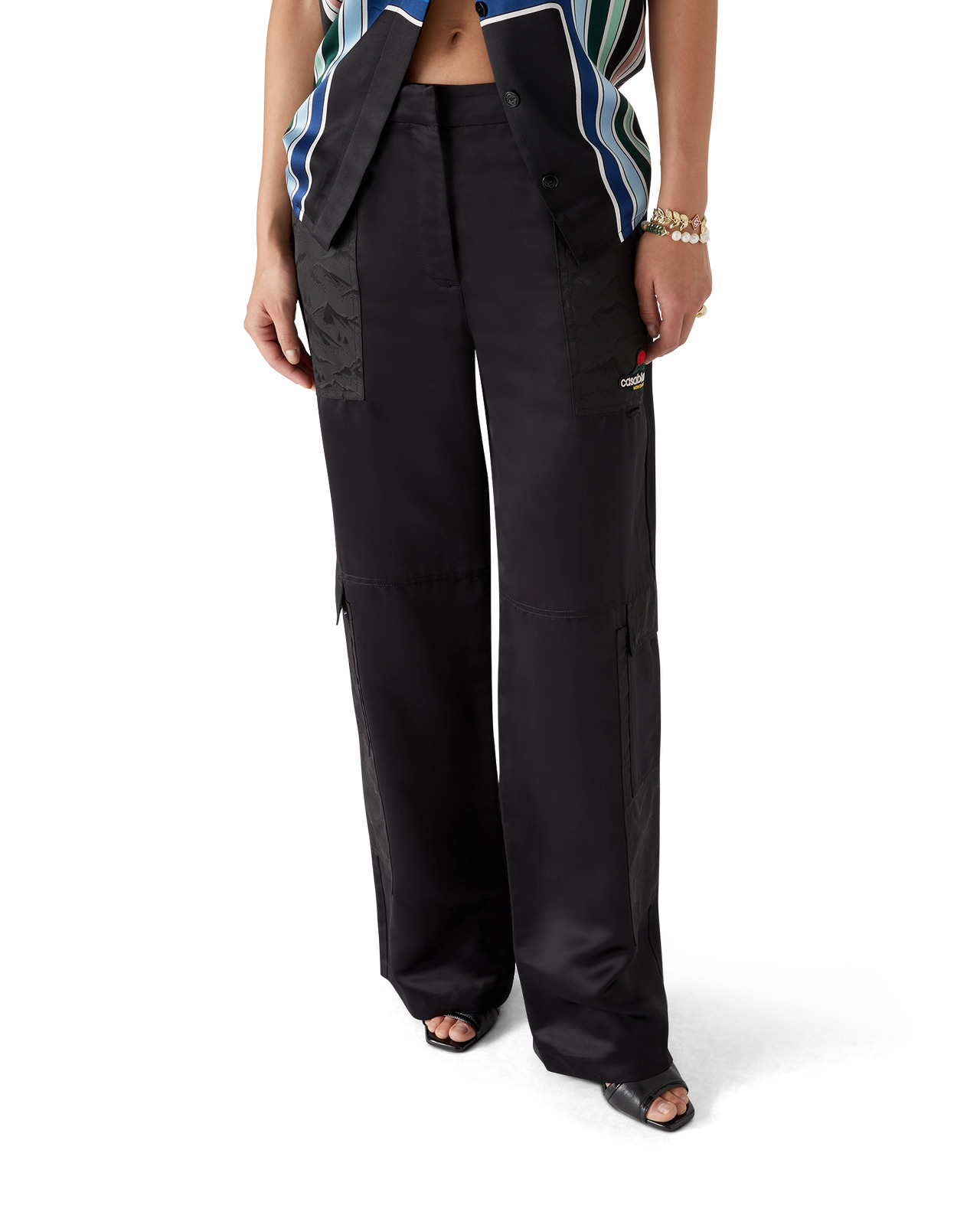 Nylon And Satin Mountain Camo Cargo Trousers - 4
